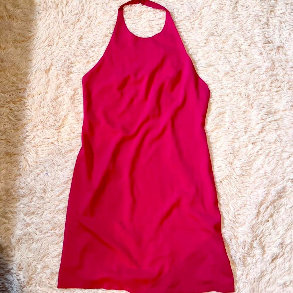Hot‎ Pink Slinky Barbie Vivid Pop Art Club Party Classic Halter Mini Dress